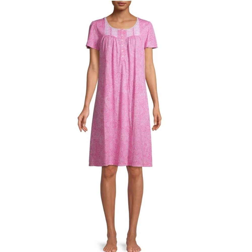 Secret Treasures Women's Flutter Sleeve NighGown Sz M‎ Pink Dress Soft Comfy